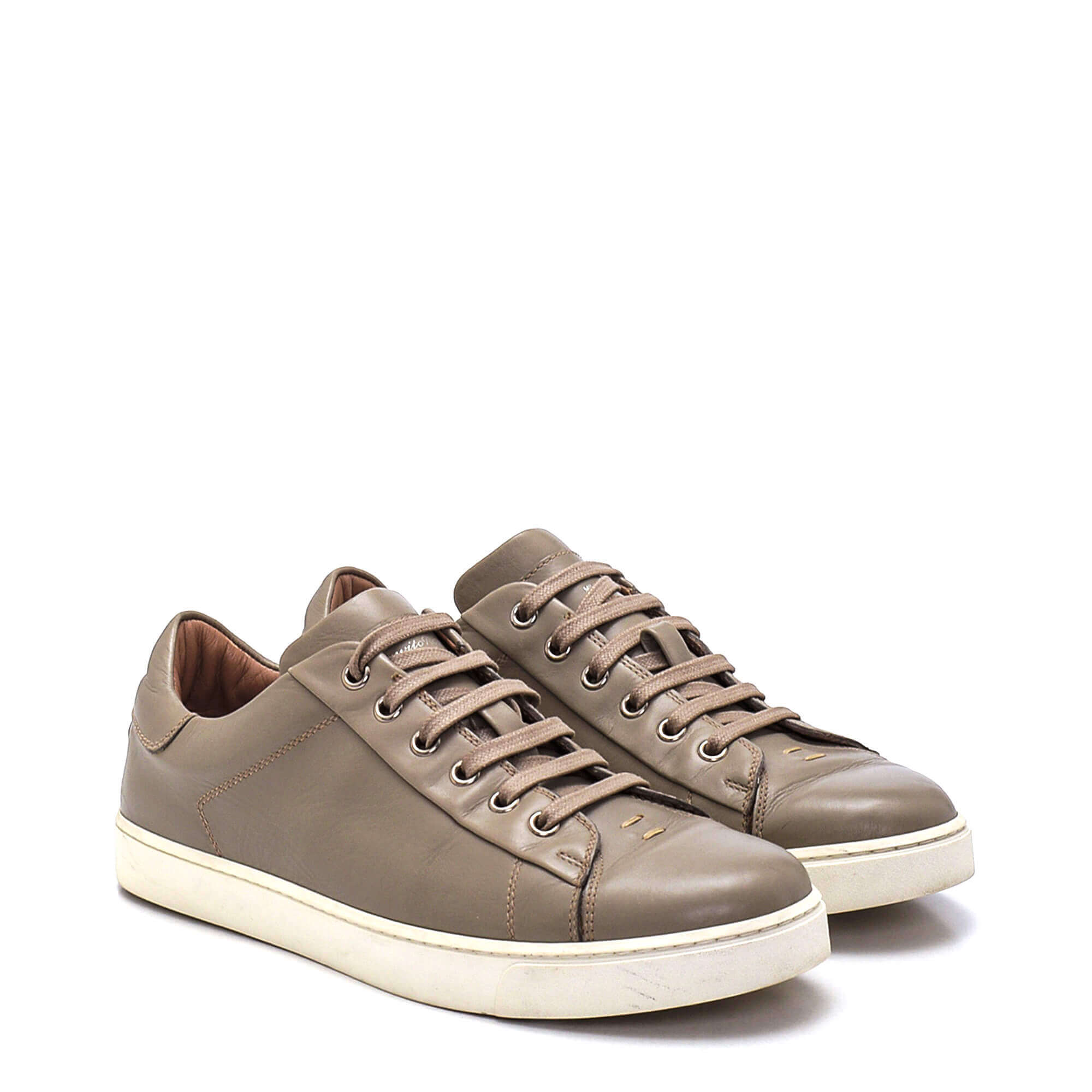 Gianvito Rossi - Grey Leather Lace Up Low Top Sneakers/39